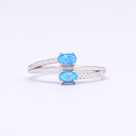 Iridescent Opal CZ Silver Ring